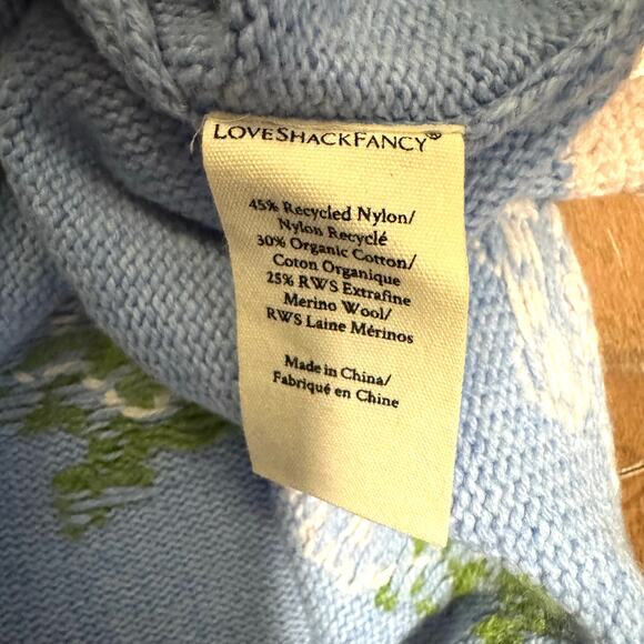 LoveShackFancy Lopez Mini Sweater Dress in Periwinkle Orchard Size L - Picture 4 of 4